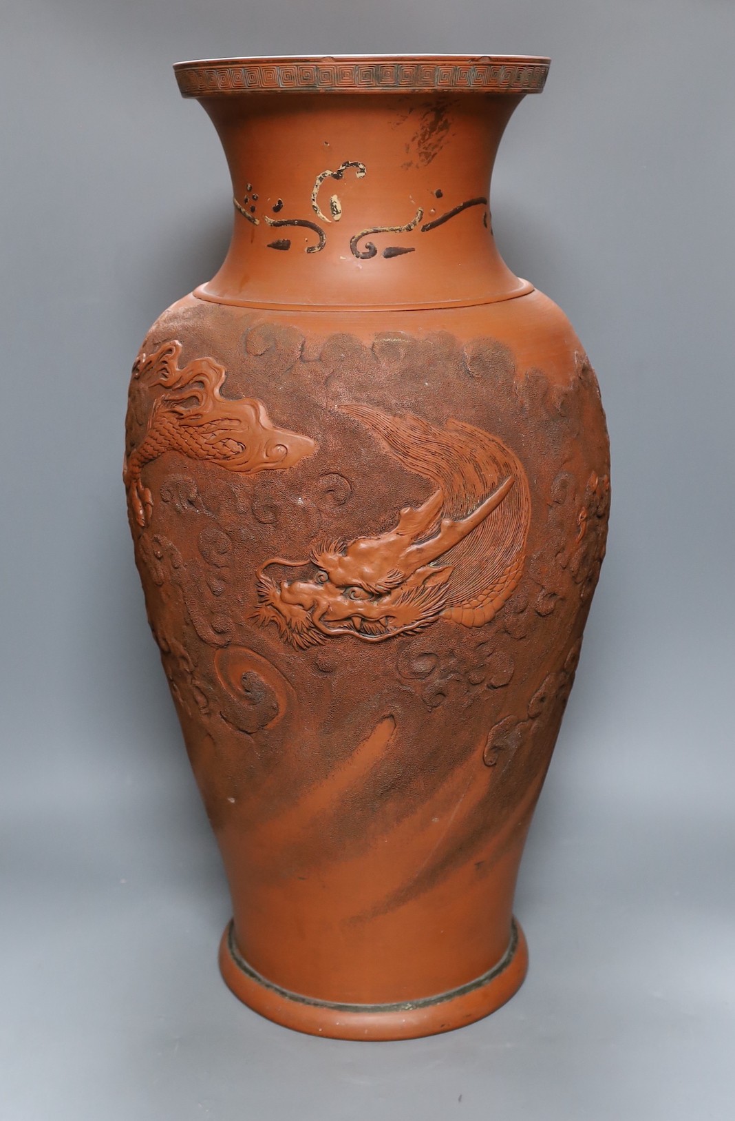 A large Japanese terracotta vase, 63cm